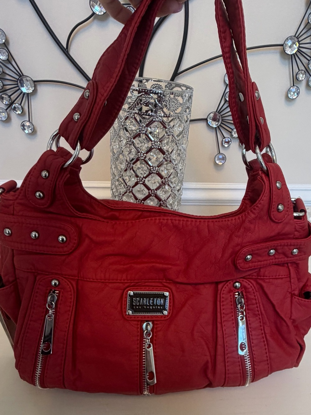 Scarleton Red Quilted Shoulder Bag - Picture 6 of 6